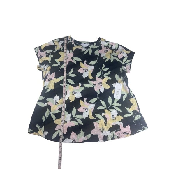 Liz Claiborne Blouse Women's Floral Print Short-Sleeve Top Black Size XL Tee NWT - Picture 4 of 8